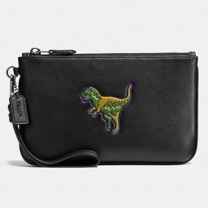 COACH Rexy Dinosaur Leather Wristlet Pouch Clutch